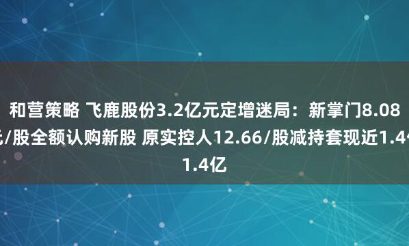 和营策略 飞鹿股份3.2亿元定增迷局：新掌门8.08元/股全额认购新股 原实控人12.66/股减持套现近1.4亿